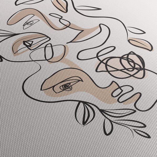Obraz - Line art obličeje (30x30 cm)