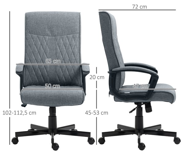 Kancelářská židle Vinsetto s funkcí náklonu, ergonomická kancelářská židle, výškově nastavitelná počítačová židle, otočná pracovní židle pro kancelář