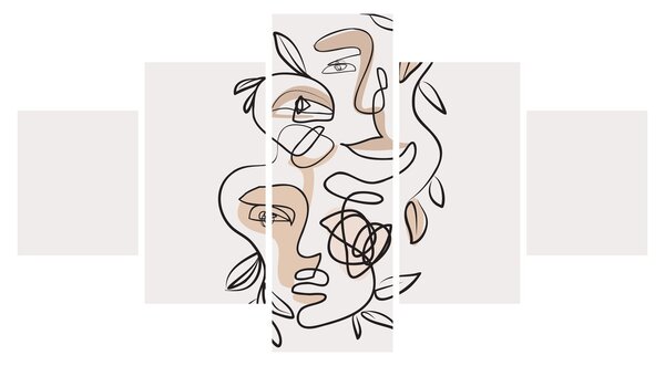 Obraz - Line art obličeje (125x70 cm)