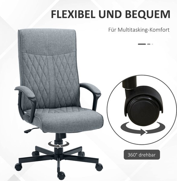 Kancelářská židle Vinsetto s funkcí náklonu, ergonomická kancelářská židle, výškově nastavitelná počítačová židle, otočná pracovní židle pro kancelář