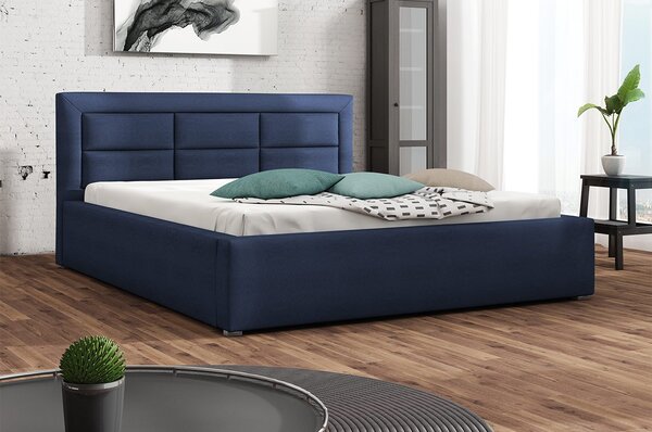 Manželská postel s roštem 140x200 PALIGEN 2 - tmavá modrá
