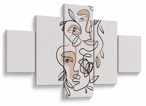 Obraz - Line art obličeje (125x70 cm)