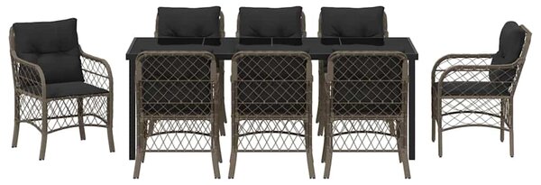 Zahradní jídelní souprava 9 ks Šedá polyratan 3380224