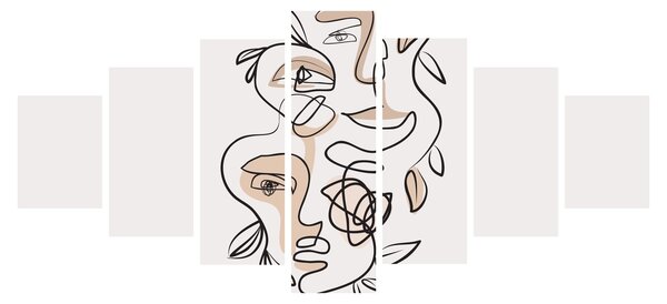 Obraz - Line art obličeje (210x100 cm)