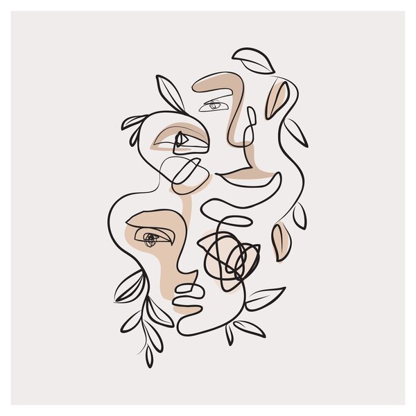 Obraz - Line art obličeje (30x30 cm)