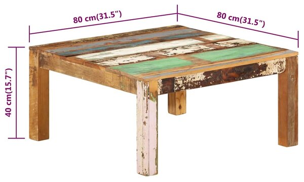 Konferenční stolek 80 x 80 x 40 cm masivní recyklované dřevo 338030