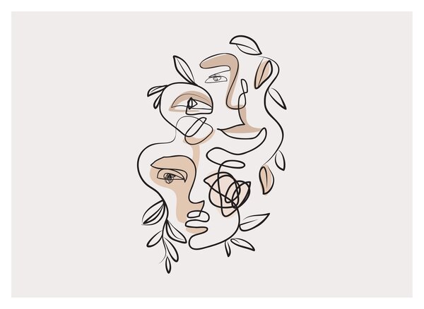 Obraz - Line art obličeje (70x50 cm)