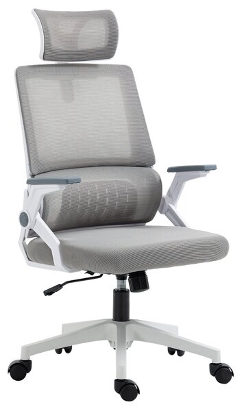 Ergonomická kancelářská židle Vinsetto, kancelářská židle s nastavitelnou opěrkou hlavy, počítačová židle s otočnou funkcí a houpáním, s bederní oporo