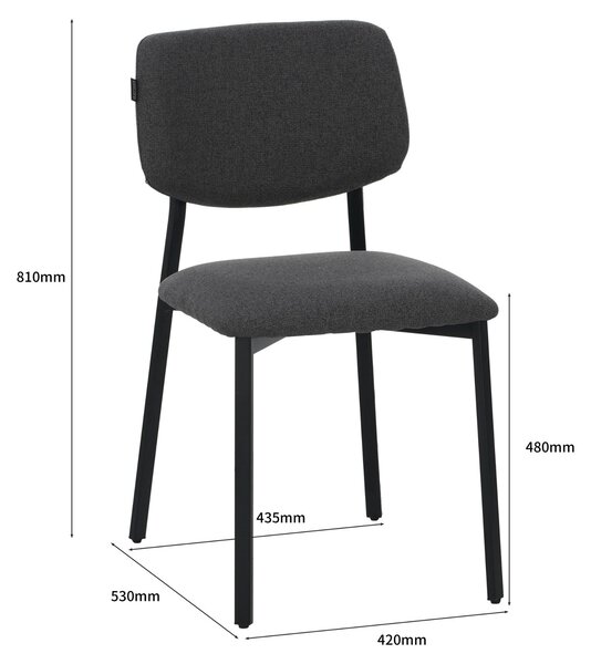 Designová židle RAVINO A21 - sada 4 jídelních židlí čalouněných látkovým potahem, moderní kuchyňská židle s opěradlem, židle, nosnost do 110 kg - šedá barva