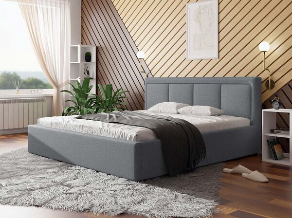Manželská postel s roštem 200x200 GOSTORF 3 - světlá šedá