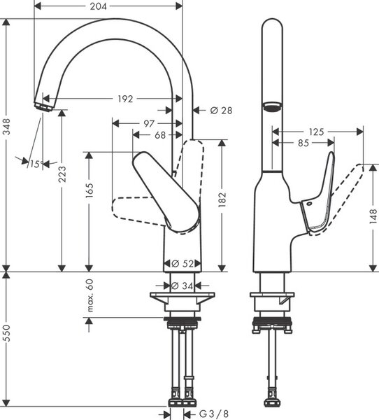 Hansgrohe Focus M42 kuchyňská baterie stojící chrom 71802000