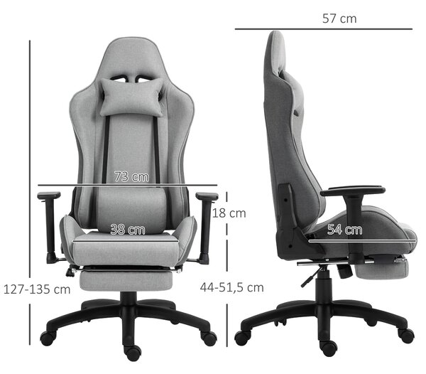 Vinsetto kancelářská židle - počítačová otočná židle s odnímatelnou opěrkou hlavy a bederním polštářem, houpací funkce, ergonomická pracovní židle, vý