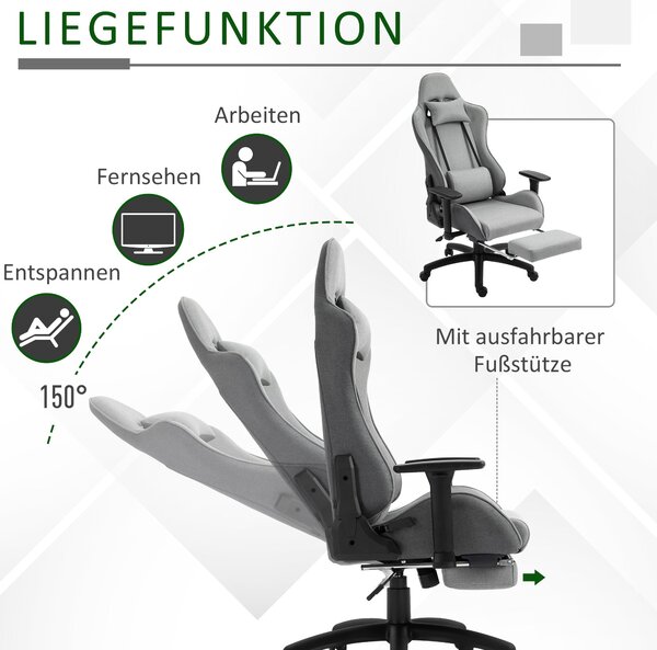 Vinsetto kancelářská židle - počítačová otočná židle s odnímatelnou opěrkou hlavy a bederním polštářem, houpací funkce, ergonomická pracovní židle, vý
