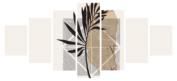 Obraz - Abstrakce s tropickými listy N⁰1 (210x100 cm)