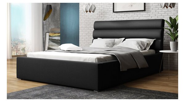 Manželská čalouněná postel s roštem 160x200 BORZOW - černá