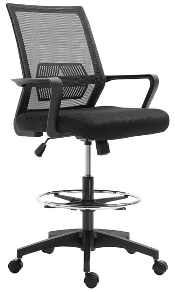 Vinsetto Ergonomická kancelářská židle s nastavitelým opěrným kruhem, bederní oporou, výškově nastavitelná otočná židle s síťovinou, návrhářská židle
