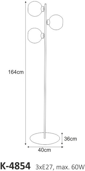 Kaja Aldar stojací lampa 3x60 W černá-grafitová K-4854