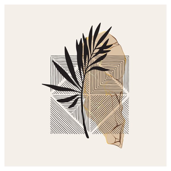 Obraz - Abstrakce s tropickými listy N⁰1 (30x30 cm)