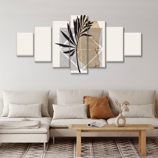 Obraz - Abstrakce s tropickými listy N⁰1 (210x100 cm)