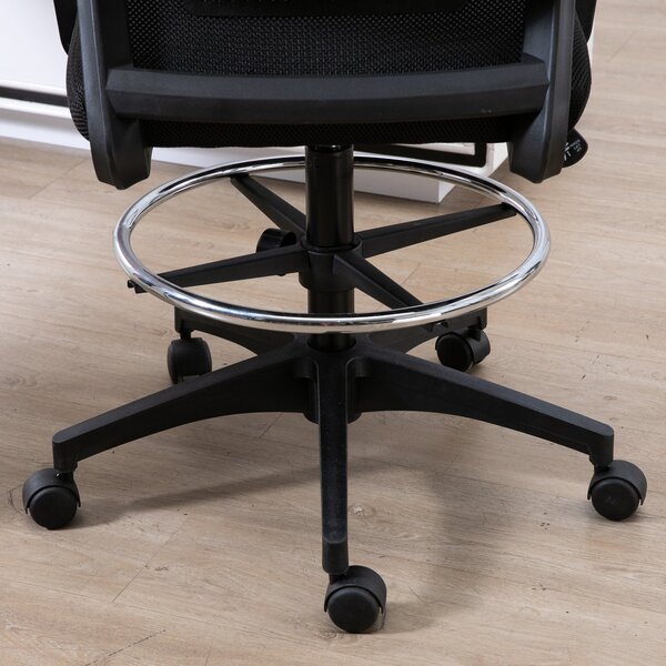 Vinsetto Ergonomická kancelářská židle s nastavitelým opěrným kruhem, bederní oporou, výškově nastavitelná otočná židle s síťovinou, návrhářská židle