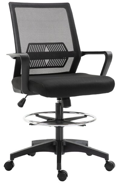 Vinsetto Ergonomická kancelářská židle s nastavitelým opěrným kruhem, bederní oporou, výškově nastavitelná otočná židle s síťovinou, návrhářská židle