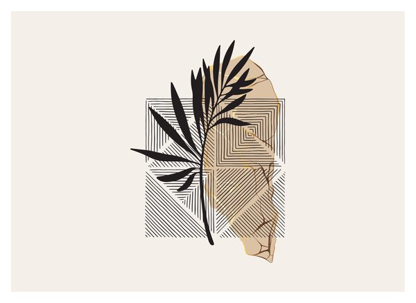 Obraz - Abstrakce s tropickými listy N⁰1 (70x50 cm)