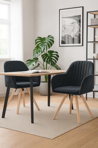 Sada 2 jídelních židlí WILLIAM se sametovým potahem a kovovými nohami, designová židle, barva šedá