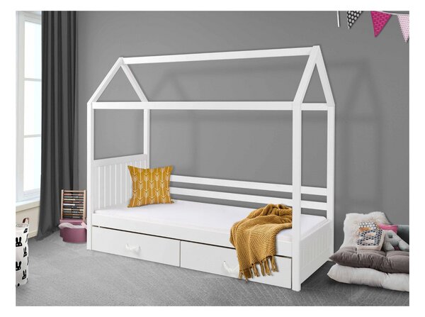 Dětská postel domeček 80x180 NEBRA - bílá