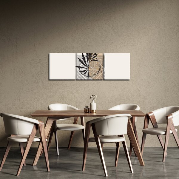 Obraz - Abstrakce s tropickými listy N⁰1 (s hodinami) (90x30 cm)