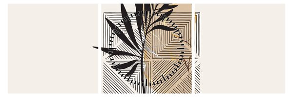 Obraz - Abstrakce s tropickými listy N⁰1 (s hodinami) (90x30 cm)