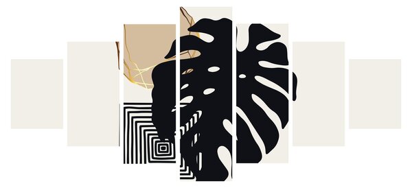 Obraz - Abstrakce s tropickými listy N⁰2 (210x100 cm)