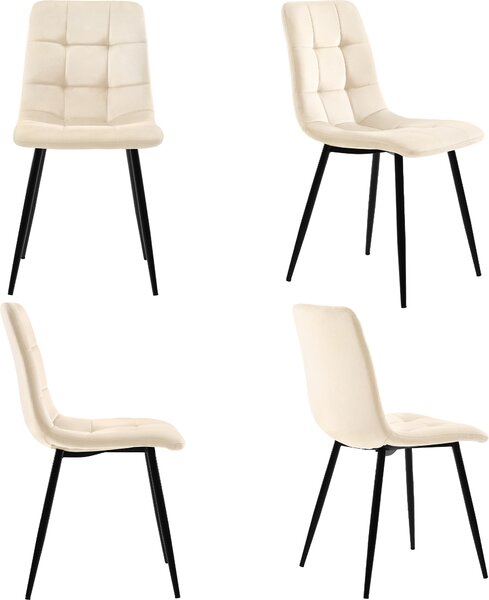 Sweiko jídelní židle (4 ks), béžová, sada 4 čalouněných židlí designová židle s opěradlem, sametový sedák kovový rám