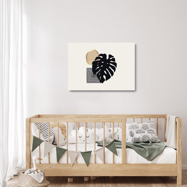 Skleněný obraz - Abstrakce s tropickými listy N⁰2 (70x50 cm)