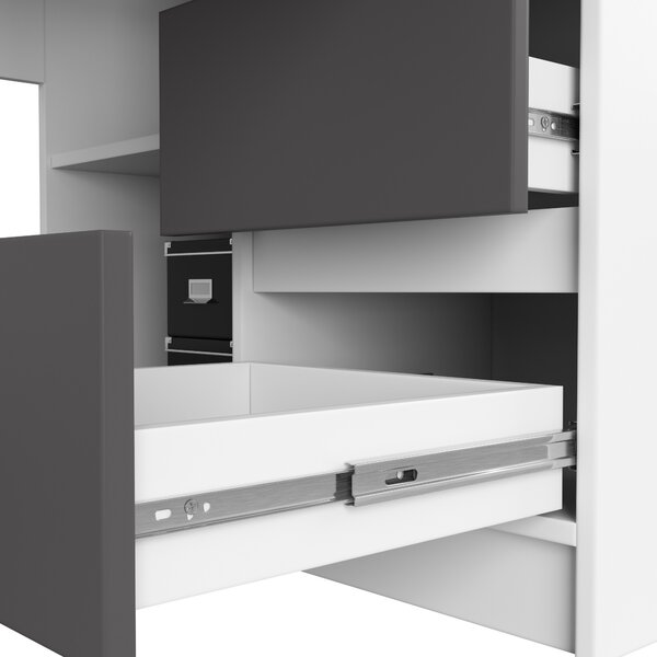 Ak furniture Rohový psací stůl B20 155 cm bílý/šedý pravý