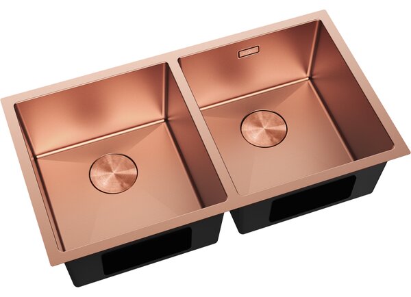 Mexen Binox, 2-komorový nerezový dřez 800 x 450 mm, broušená měď, 6421802000-65