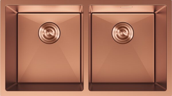 Mexen Binox, 2-komorový nerezový dřez 800 x 450 mm, broušená měď, 6421802000-65