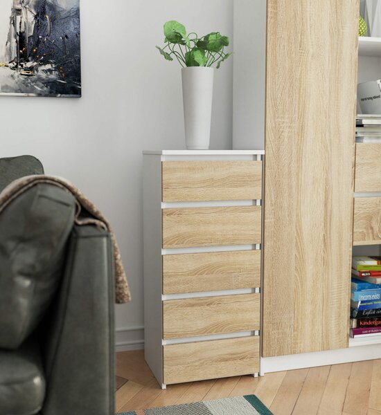 Ak furniture Komoda CL5 se zásuvkami 40 x 92 cm bílá/dub sonoma