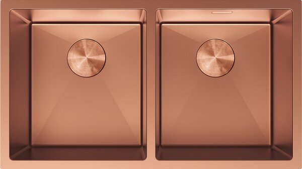 Mexen Binox, 2-komorový nerezový dřez 800 x 450 mm, broušená měď, 6421802000-65