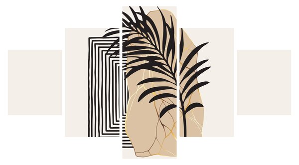 Obraz - Abstrakce s tropickými listy N⁰3 (125x70 cm)