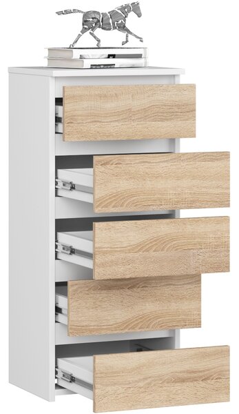 Ak furniture Komoda CL5 se zásuvkami 40 x 92 cm bílá/dub sonoma
