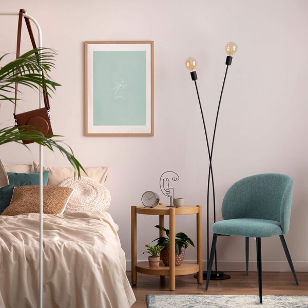 Židle Mobili Rebecca Festuca 81x54x56, polylinenová látka, kov, aquazelená, černá, moderní, sada 2 kusů, částečně smontované