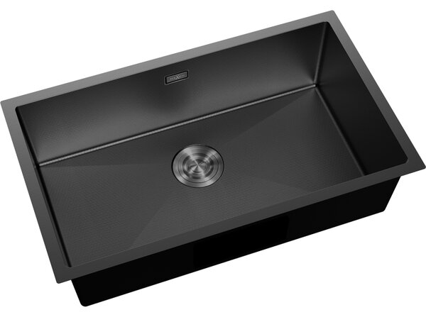 Mexen Trixo, 1-komorový nerezový dřez 750 x 440 mm, černá, vzor voština, 6415751000-70HC