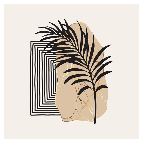 Obraz - Abstrakce s tropickými listy N⁰3 (30x30 cm)