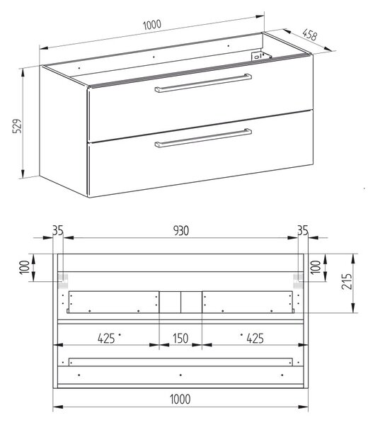 Mereo, Mereo Bino, koupelnová skříňka 100 cm, bílá, MER-CN662SN