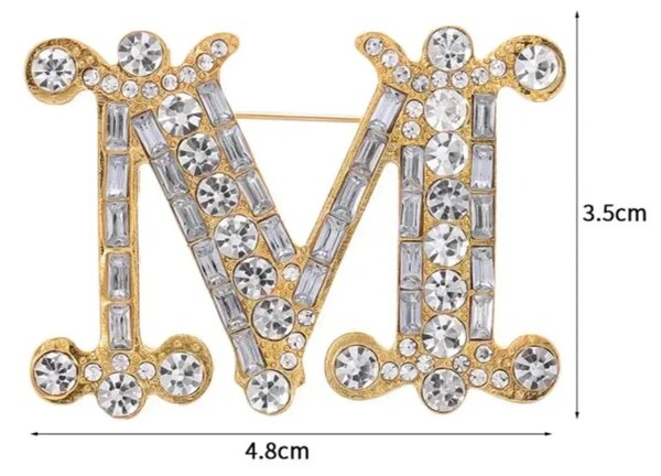 Gaira® Brož Písmeno M 3192, Barva stříbrná