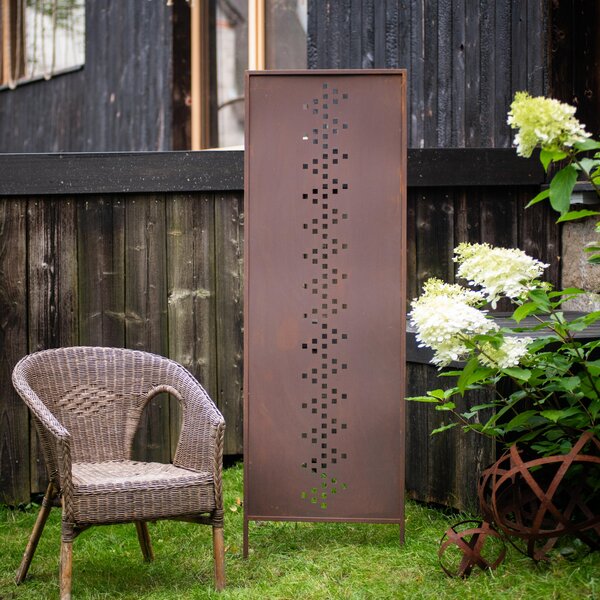 Zahradní Paraván z Ušlechtilé Rzi 160x50 cm s Geometrickým Vzorem uprostřed