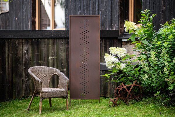 Zahradní Paraván z Ušlechtilé Rzi 160x50 cm s Geometrickým Vzorem uprostřed