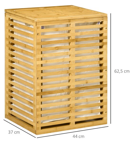 HOMCOM Bambusový koš na prádlo s objemem 63 L a víkem, odnímatelný prádlo pytel, tyč, koše na prádlo pro prádelnu, ložnici, koupelnu, přírodní dřevo |