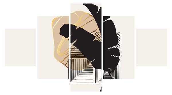 Obraz - Abstrakce s tropickými listy N⁰4 (125x70 cm)