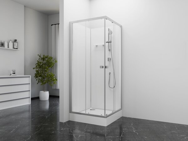 Sprchový kout 85x85 MARWELL kompletní sprcha Fresh Shower Square - 85x85x205cm - kompletní sprcha s rohovým vstupem - s posuvnými dveřmi - vysoce kvalitní hliníkové profily